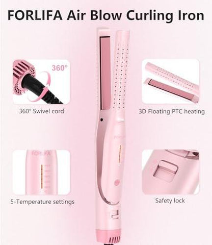 FORLIFA 0,6-Zoll Glätteisen mit 360° Kaltluftstyler, 2-in-1 Haarglätter und Lockenstab für kurzes Haar, Pixie Cut und Pony, Kaltlocken-Stift-Haareisen