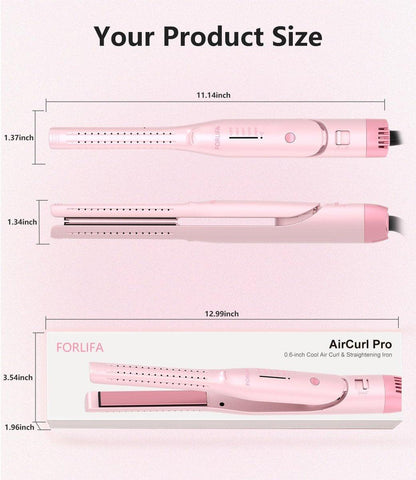 FORLIFA 0,6-Zoll Glätteisen mit 360° Kaltluftstyler, 2-in-1 Haarglätter und Lockenstab für kurzes Haar, Pixie Cut und Pony, Kaltlocken-Stift-Haareisen