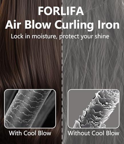 FORLIFA 0,6-Zoll Glätteisen mit 360° Kaltluftstyler, 2-in-1 Haarglätter und Lockenstab für kurzes Haar, Pixie Cut und Pony, Kaltlocken-Stift-Haareisen
