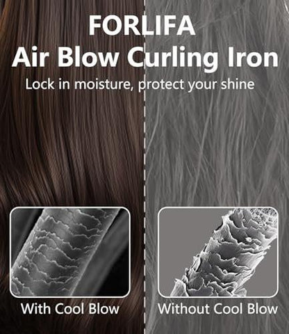 FORLIFA 0,6-Zoll Glätteisen mit 360° Kaltluftstyler, 2-in-1 Haarglätter und Lockenstab für kurzes Haar, Pixie Cut und Pony, Kaltlocken-Stift-Haareisen