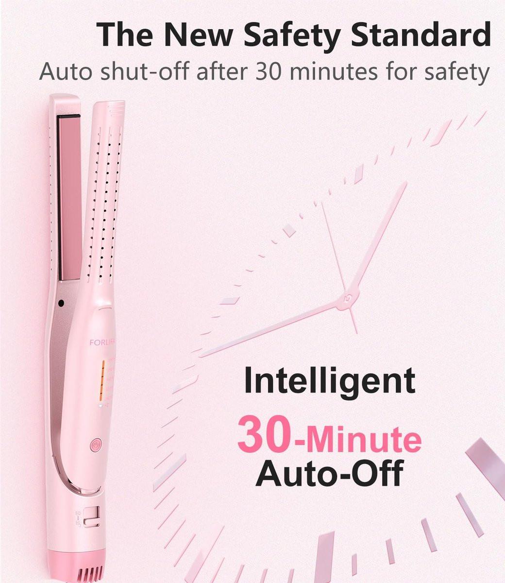 FORLIFA 0,6-Zoll Glätteisen mit 360° Kaltluftstyler, 2-in-1 Haarglätter und Lockenstab für kurzes Haar, Pixie Cut und Pony, Kaltlocken-Stift-Haareisen
