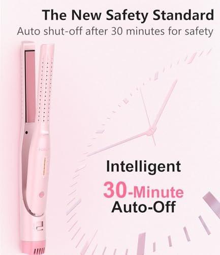 FORLIFA 0,6-Zoll Glätteisen mit 360° Kaltluftstyler, 2-in-1 Haarglätter und Lockenstab für kurzes Haar, Pixie Cut und Pony, Kaltlocken-Stift-Haareisen