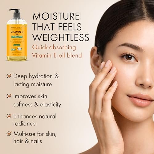 Majestic Pure Öl - 100% reines und natürliches Haarwachstumsöl für Wimpern, Augenbrauen, Haut, Körper, Gesicht, Nägel & Kopfhaut - Vitamin E Öl mit Arganöl 8 Fl Oz