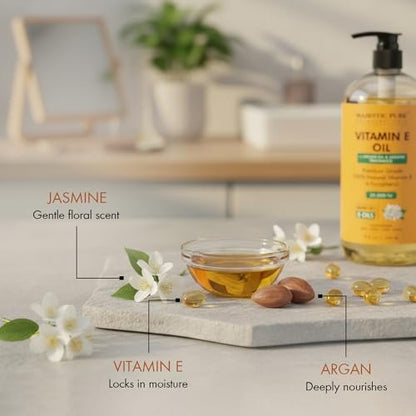 Majestic Pure Öl - 100% reines und natürliches Haarwachstumsöl für Wimpern, Augenbrauen, Haut, Körper, Gesicht, Nägel & Kopfhaut - Vitamin E Öl mit Arganöl 8 Fl Oz