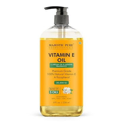 Majestic Pure Öl - 100% reines und natürliches Haarwachstumsöl für Wimpern, Augenbrauen, Haut, Körper, Gesicht, Nägel & Kopfhaut - Vitamin E Öl mit Arganöl 8 Fl Oz