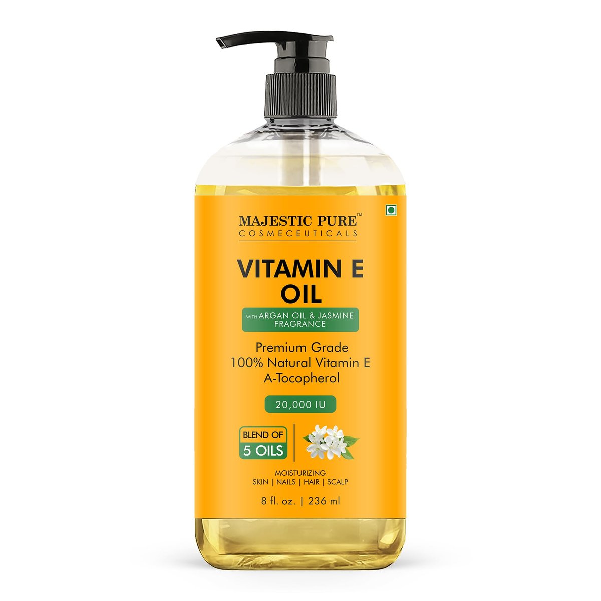 Majestic Pure Öl - 100% reines und natürliches Haarwachstumsöl für Wimpern, Augenbrauen, Haut, Körper, Gesicht, Nägel & Kopfhaut - Vitamin E Öl mit Arganöl 8 Fl Oz