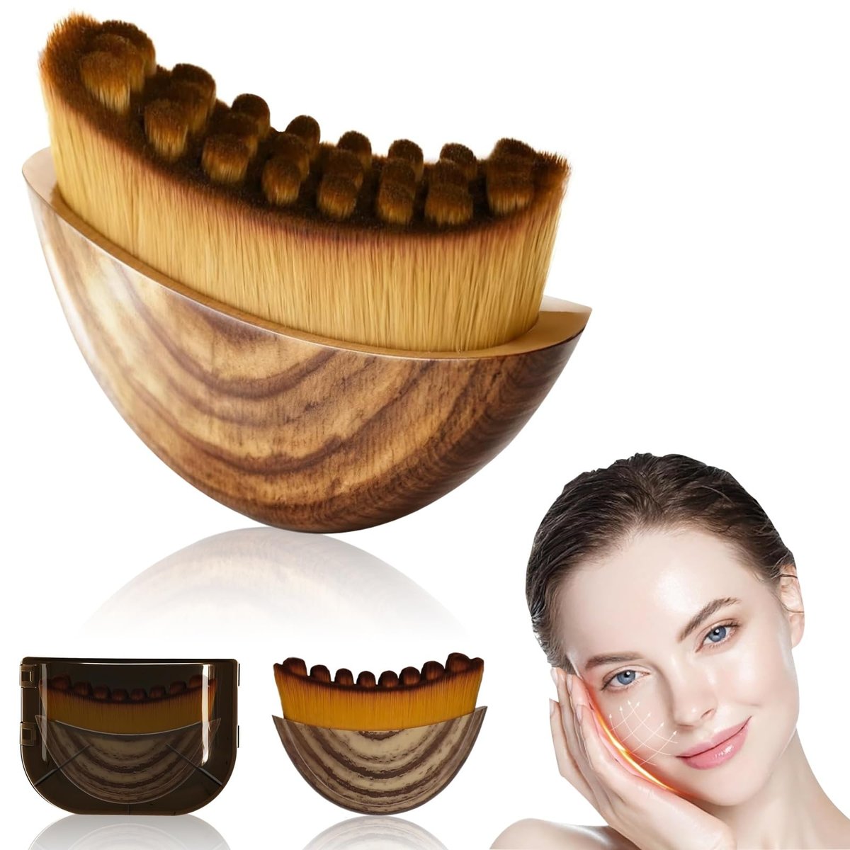 CACRTY Lymphatische Kontur-Gesichtsbürste – Gesichts-Lymphdrainage-Massagegerät mit ultraweichen Borsten, ergonomischem Design für präzisen Hautkontakt, reduziert Schwellungen und löst Verspannungen im Gesicht