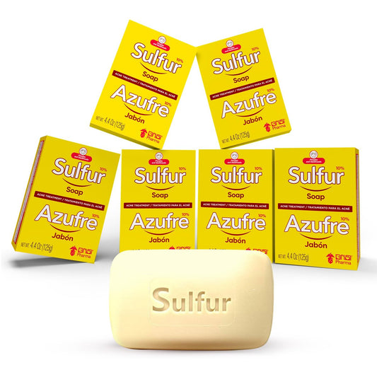Grisi Schwefel Seife gegen Akne, Tiefenreinigungsseife mit 10% Azufre, reduziert Hautunreinheiten und überschüssiges Öl, 4,4 oz, 6er-Pack