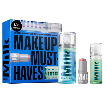 Milk Makeup Mini Must-Haves Set – 12-Stunden-Feuchtigkeits-Primer, Setting Spray & Multi-Use Cream Blush Stick in Werk