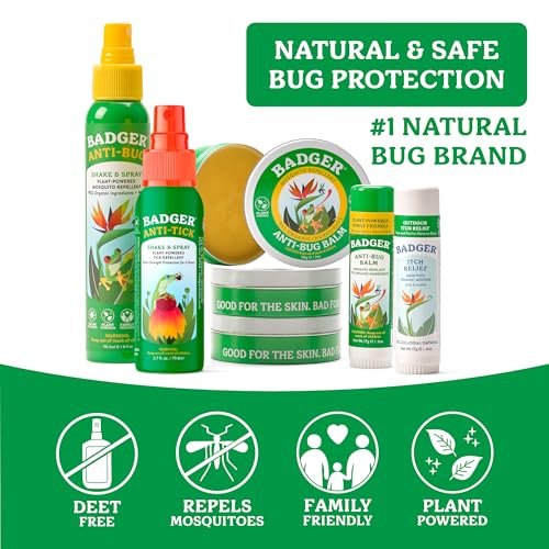 Badger Insektenschutzspray, 3-Stunden Mückenschutz ohne DEET, Familienfreundlich, mit Citronella & Bio-Ölen, Natürliches & Veganes Insektenschutzspray, 240 ml Aluminiumflasche