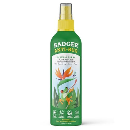 Badger Insektenschutzspray, 3-Stunden Mückenschutz ohne DEET, Familienfreundlich, mit Citronella & Bio-Ölen, Natürliches & Veganes Insektenschutzspray, 240 ml Aluminiumflasche