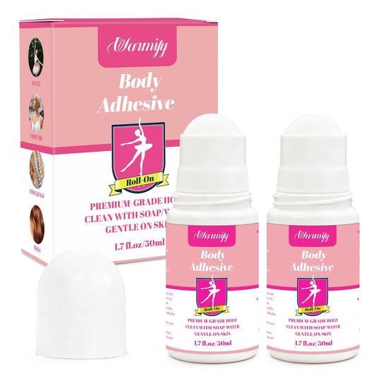2er-Pack Body Glue für Kleidung Roll-On – Starker Halt für Kleidung & Haut, schweißresistent, leicht auswaschbar, kein Rückstand, sanfte Formel