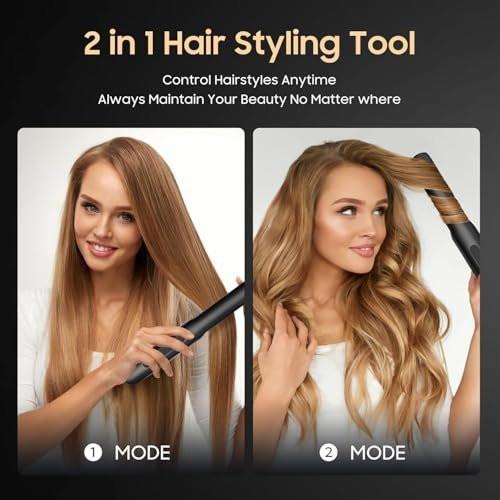 KABELLOSER HAARGLÄTTER UND LOCKENSTAB 2 IN 1, TRAGBARER MINI GLÄTTER & LOCKENSTAB, SCHNELL AUFHEIZENDE TITANPLATTE MIT 4 EINSTELLBAREN TEMPERATUREN, REISEGRÖSSE, IDEALES GESCHENK