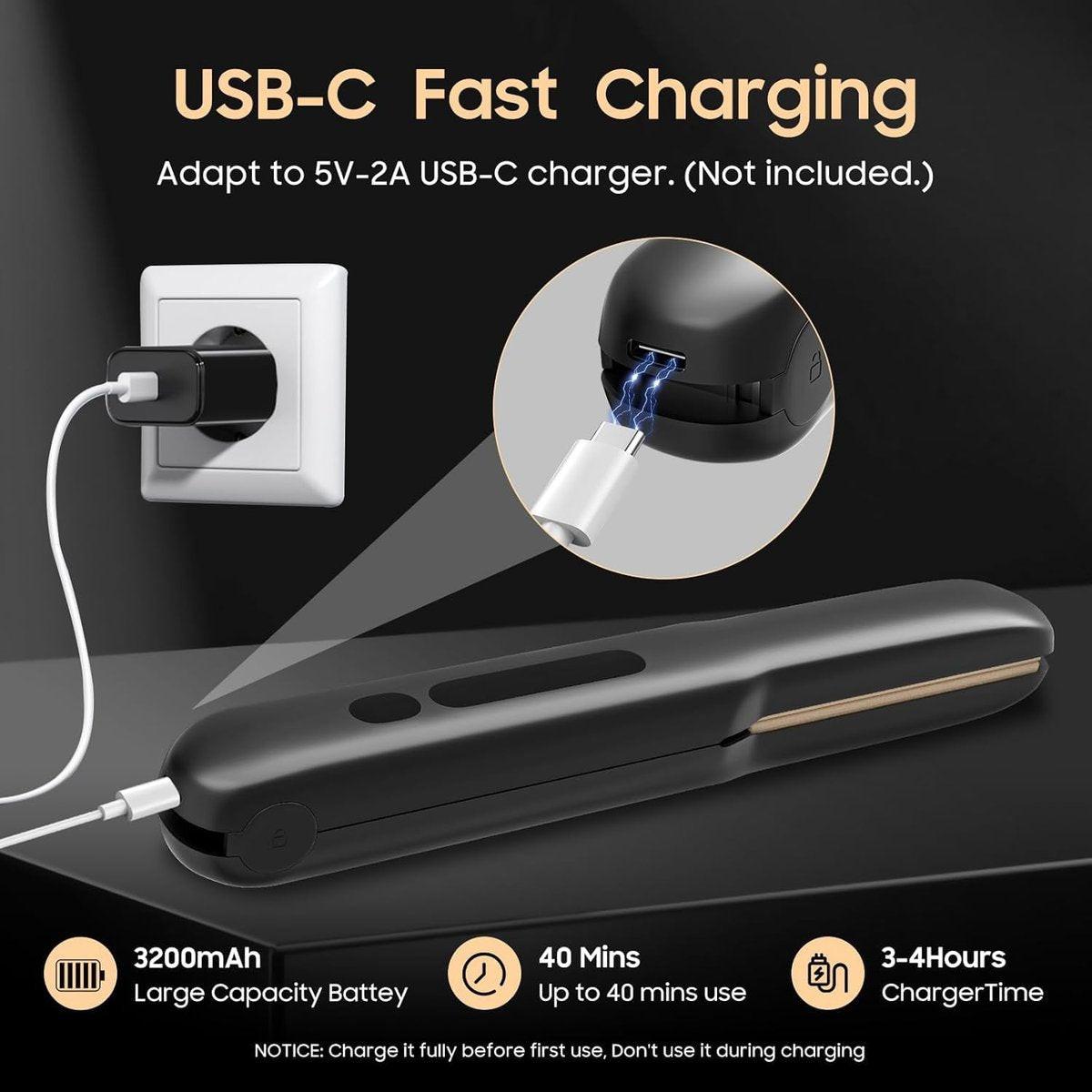 KABELLOSER HAARGLÄTTER UND LOCKENSTAB 2 IN 1, TRAGBARER MINI GLÄTTER & LOCKENSTAB, SCHNELL AUFHEIZENDE TITANPLATTE MIT 4 EINSTELLBAREN TEMPERATUREN, REISEGRÖSSE, IDEALES GESCHENK