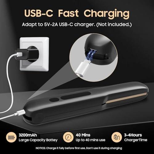 KABELLOSER HAARGLÄTTER UND LOCKENSTAB 2 IN 1, TRAGBARER MINI GLÄTTER & LOCKENSTAB, SCHNELL AUFHEIZENDE TITANPLATTE MIT 4 EINSTELLBAREN TEMPERATUREN, REISEGRÖSSE, IDEALES GESCHENK