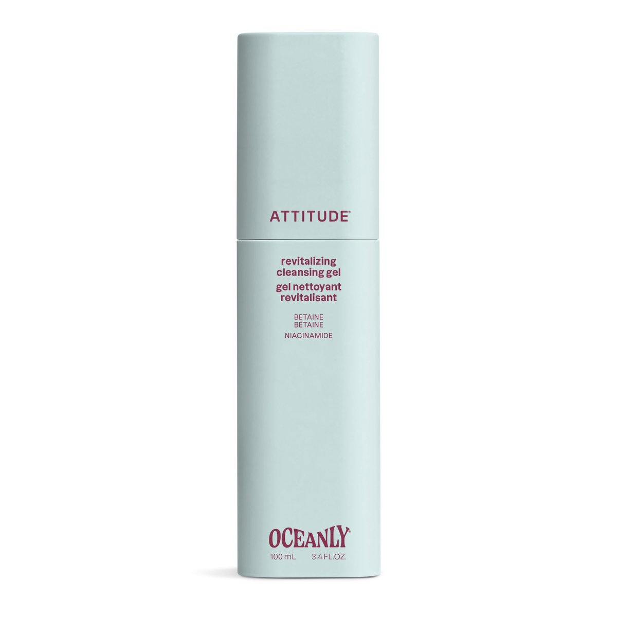ATTITUDE Revitalisierendes Reinigungsgel, sanfte Gesichtsreinigung mit Betain und Niacinamid für strahlende, gesund aussehende Haut, EWG-zertifiziert, vegan, unparfümiert, 100 ml