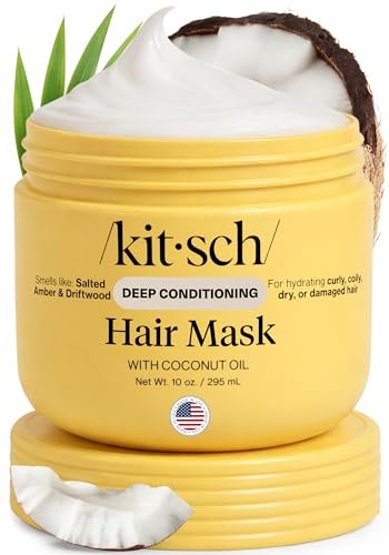 Kitsch Feuchtigkeitsspendende Haarmaske für geschädigtes Haar – Kokosöl Tiefenpflege für Frauen – Lockenfreundlich – Frizz-reduzierende Haarpflege für lockiges, krauses & alle Haartypen – 283 g