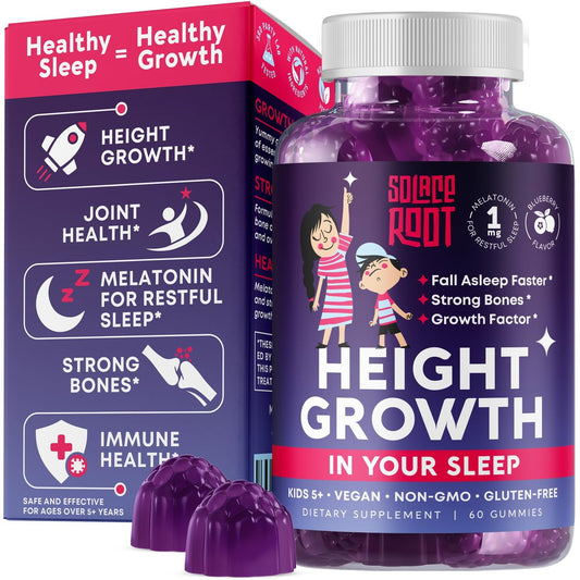Height Growth Gummies mit Melatonin für Kinder & Teenager – Ashwagandha für Kinder – Melatonina Para Niños – Höhenwachstumsergänzung – Teenager-Jungen-Vitamine – Größer werden Ergänzung – Melatonin-Gummis für Kinder