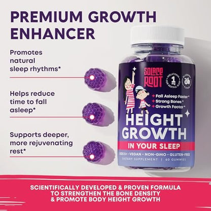 Height Growth Gummies mit Melatonin für Kinder & Teenager – Ashwagandha für Kinder – Melatonina Para Niños – Höhenwachstumsergänzung – Teenager-Jungen-Vitamine – Größer werden Ergänzung – Melatonin-Gummis für Kinder