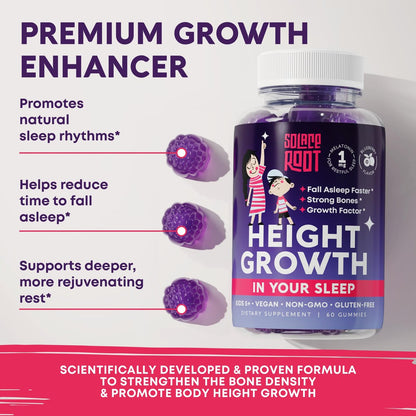 Height Growth Gummies mit Melatonin für Kinder & Teenager – Ashwagandha für Kinder – Melatonina Para Niños – Höhenwachstumsergänzung – Teenager-Jungen-Vitamine – Größer werden Ergänzung – Melatonin-Gummis für Kinder