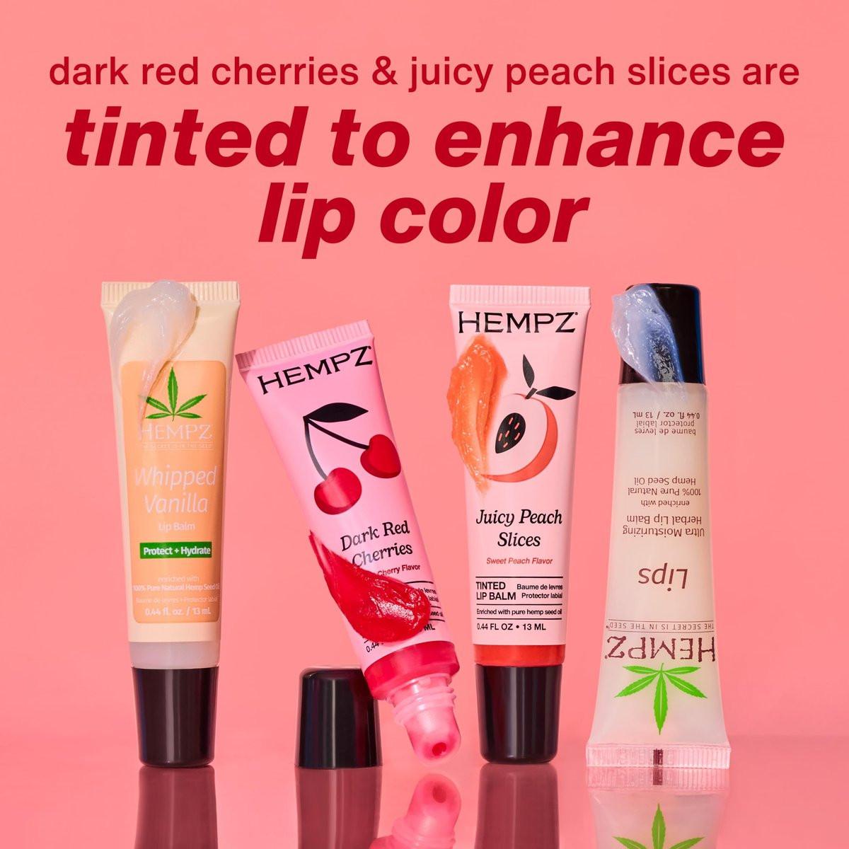 Hempz Lippenbalsam Geschenkset – 4er-Pack mit Juicy Peach, Dark Red Cherries, Original und Whipped Vanilla