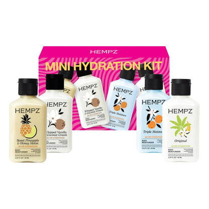 Hempz Mini Moisturizer Kit – Tägliche Feuchtigkeitslotion, 4er-Pack Reisegröße Handcreme Set, 2,25 oz