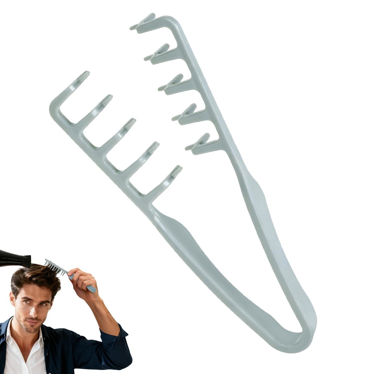 Utmiga Texture Comb – Volumisierender Fluffy Texture Styling Kamm für Männer und Frauen, breitzahniger Texturierkamm für Volumen & Ansatz, ABS-Kunststoff mit strukturiertem Griff, Grau