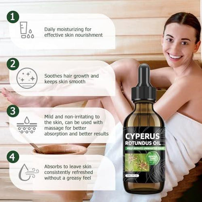SKSOYT 2 Stück Cyperus Rotundus Öl zur Haarentfernung, Natürliches Öl zur Reduzierung unerwünschten Haarwuchses, Beruhigend & Feuchtigkeitsspendend, Verkleinert Poren, Sanfte Hautpflege