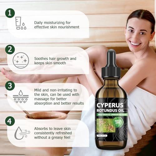 SKSOYT 2 Stück Cyperus Rotundus Öl zur Haarentfernung, Natürliches Öl zur Reduzierung unerwünschten Haarwuchses, Beruhigend & Feuchtigkeitsspendend, Verkleinert Poren, Sanfte Hautpflege