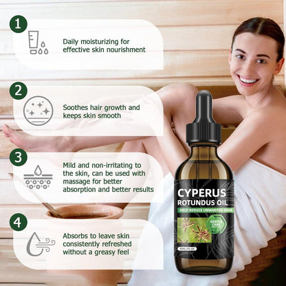 SKSOYT 2 Stück Cyperus Rotundus Öl zur Haarentfernung, Natürliches Öl zur Reduzierung unerwünschten Haarwuchses, Beruhigend & Feuchtigkeitsspendend, Verkleinert Poren, Sanfte Hautpflege