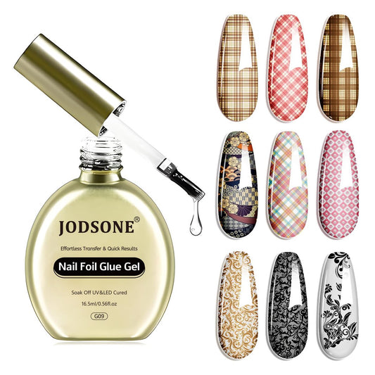 JODSONE Nagelfolien-Kleber Gel 16,5 ml – Klarer Folientransfer-Gel mit starker Haftung, einfaches Auftragen & langanhaltendes Finish, härtet unter UV-Lampe aus, perfekt für DIY & Nagelstudio-Design (Nur Gel Polish)