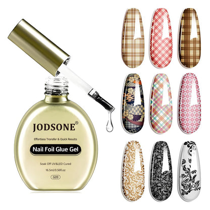JODSONE Nagelfolien-Kleber Gel 16,5 ml – Klarer Folientransfer-Gel mit starker Haftung, einfaches Auftragen & langanhaltendes Finish, härtet unter UV-Lampe aus, perfekt für DIY & Nagelstudio-Design (Nur Gel Polish)