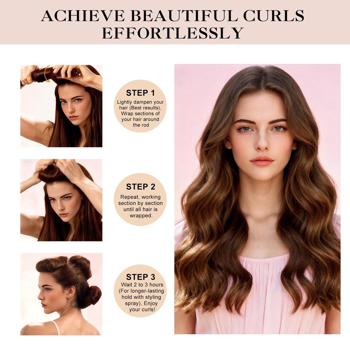 Togayu Heatless Curls Overnight Set - 6-teilige Samt-Haarrollen zum Schlafen, schonende Flexi-Stäbe für mühelose Locken und Wellen für Frauen (Pink)
