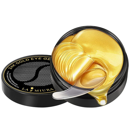 LA MIURA 24K Gold Under Eye Patches – 60 Stück Augenmasken gegen dunkle Ringe & Augenringe – Hydrogel-Augenpflaster mit Kollagen & Hyaluronsäure – Anti-Aging & verjüngende Pflege