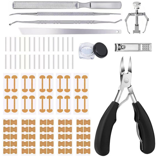 CHEMAILON Professionelles Nagelkorrektur-Set für eingewachsene Zehennägel – Edelstahl-Zehennagelzange, Korrekturpflaster, Heber & Werkzeuge zur Behandlung eingewachsener Zehennägel, Heim-Pediküre-Lösung