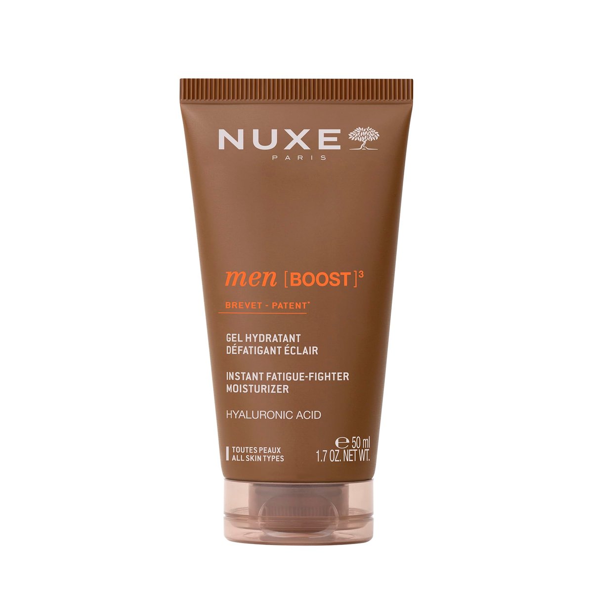 Nuxe Men Boost Instant Energy Anti-Müdigkeit Gesichtsfeuchtigkeitscreme mit Hyaluronsäure und Niacinamid für alle Hauttypen, 1,7 Oz