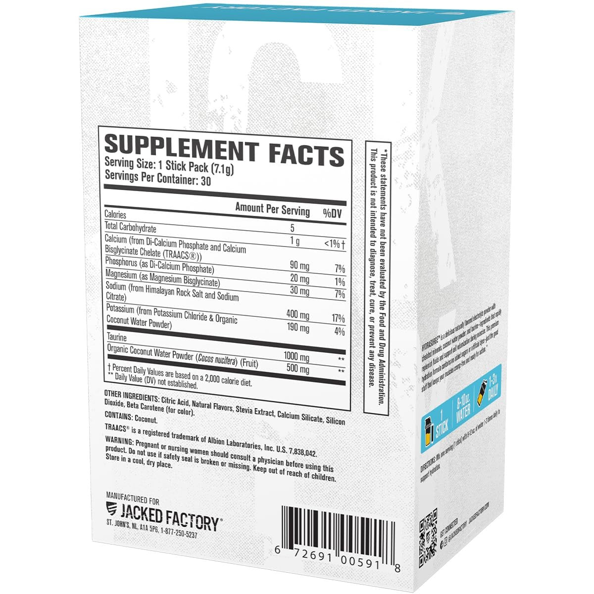 Jacked Factory Hydrasurge Elektrolyt-Pulver-Päckchen – Zuckerfrei & natürlich gesüßt – Keto & vegan freundlich, löst sich leicht auf – 30 Stick-Packs, Limonade