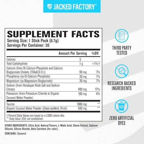 Jacked Factory Hydrasurge Electrolyte Pulver-Päckchen – Zuckerfrei & natürlich gesüßt – Keto & vegan freundlich, löst sich leicht auf – 30 Stick-Packs, Orange Mango