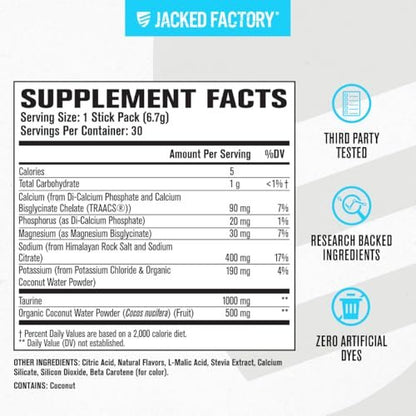 Jacked Factory Hydrasurge Electrolyte Pulver-Päckchen – Zuckerfrei & natürlich gesüßt – Keto & vegan freundlich, löst sich leicht auf – 30 Stick-Packs, Orange Mango