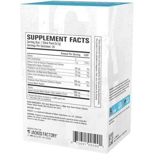 Jacked Factory Hydrasurge Elektrolyt-Pulver-Päckchen – Zuckerfrei & natürlich gesüßt – Keto & vegan freundlich, löst sich leicht auf – 30 Stick-Packs, Limonade