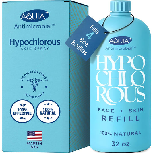 Hypochlorige Säure Spray für Gesicht und Haut – 32 oz Nachfüllpackung, Gesichtsreiniger, Antimikrobiell, Akne, Hautausschlag, Ekzem, Wundreinigung