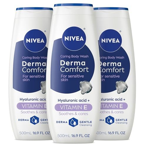 NIVEA Derma Comfort Pflegende Körperwäsche für empfindliche Haut mit Hyaluronsäure, 3er-Pack (3 x 500 ml)
