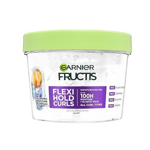 Garnier Fructis Flexi Hold Curls Feuchtigkeitsgel – Lockenstyling-Gel mit Hyaluron-Feuchtigkeitskomplex, bis zu 100 Stunden Feuchtigkeit und Definition für alle Lockentypen, 12,5 Fl Oz