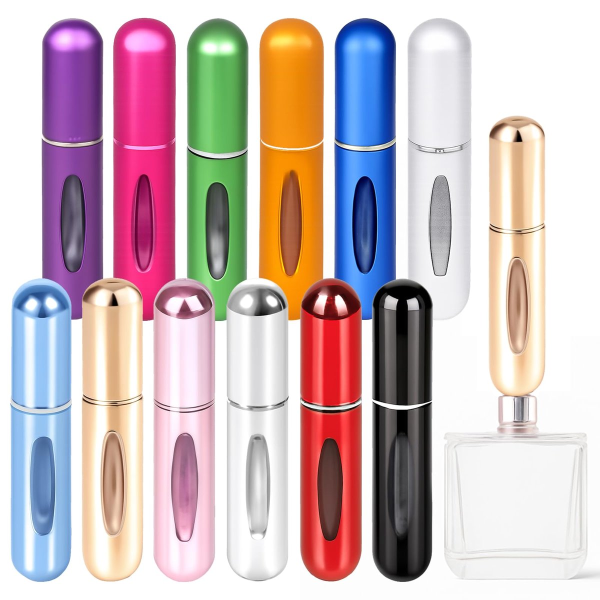 YXGTHGQZ 12er Pack nachfüllbare Parfümzerstäuber für Reisen – 5 ml Mini-Kölnernachfüllflaschen, tragbare Parfümzerstäuber für Damen & Herren, TSA-geprüftes Familienset für Zuhause und Reisen