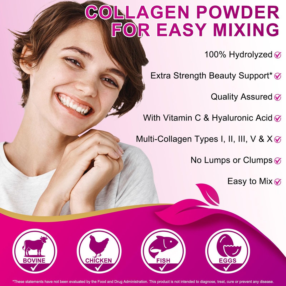 Multi-Kollagen-Peptid-Pulver – Typen I, II, III, V, X – Grasgefüttert, Weidehaltung – Unterstützt Haut, Haare, Nägel & Gelenke – Geschmacksneutral, hydrolysiert, leicht mischbar – Ohne Gentechnik, glutenfrei, laktosefrei