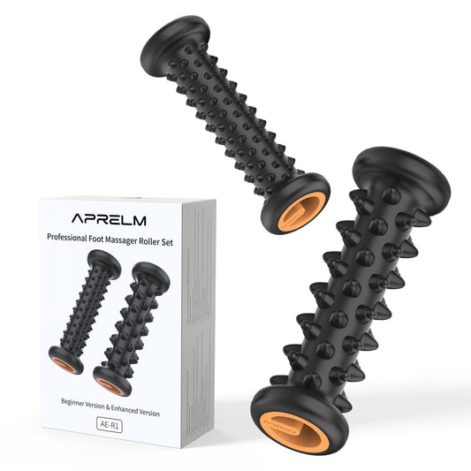 APRELM Fußmassagegerät Roller Set für Plantarfasziitis Linderung, Profi 2er-Pack (Anfänger & Fortgeschritten), Fußroller für Zuhause Büro, Geschenk für Mama Papa Freunde