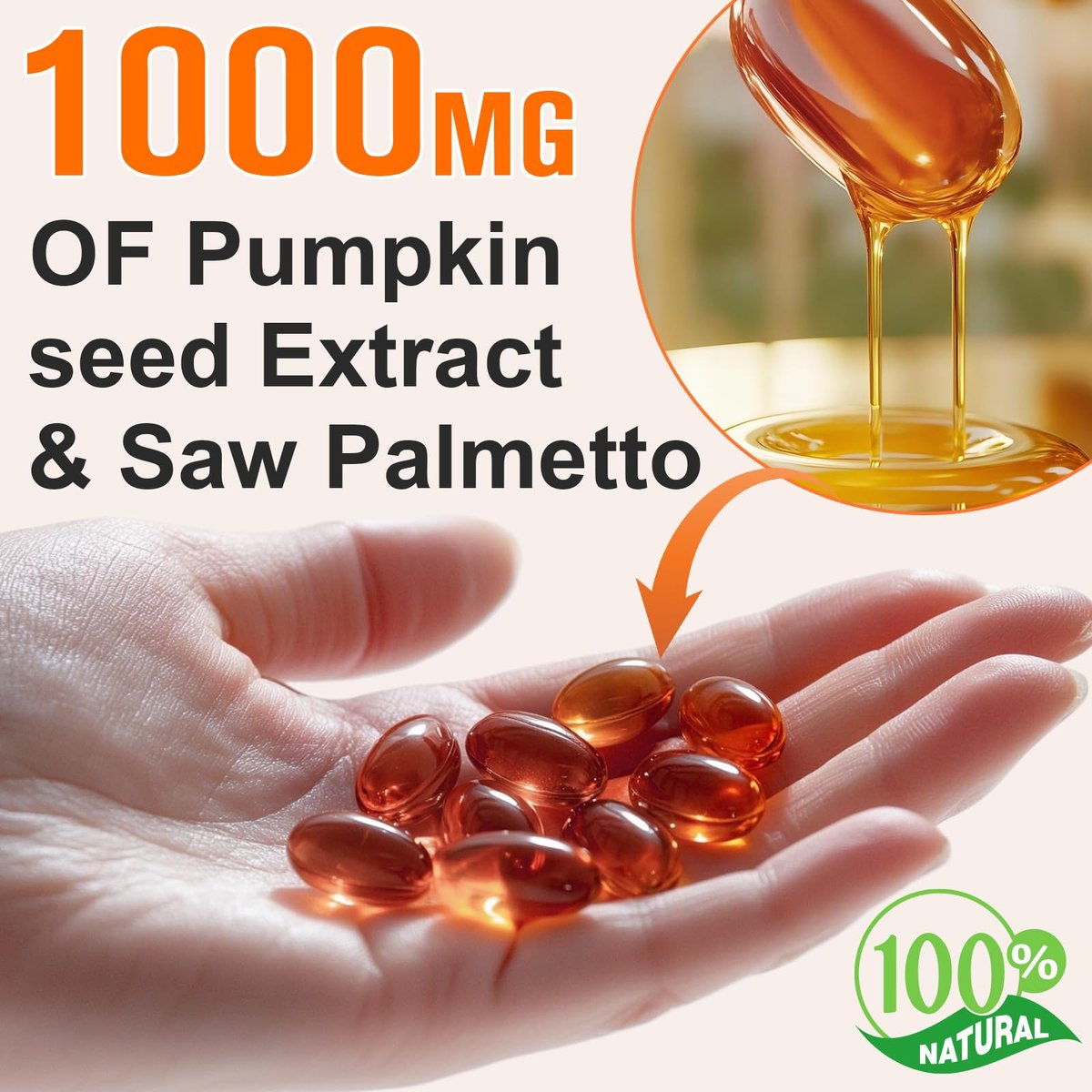 Mcukv Kürbiskernöl mit Sägepalme, 1000 mg pro Portion, kaltgepresstes Kürbiskernöl Kapseln für Haare, Kopfhaut, Harnwege & Prostata Unterstützung, reines natives mit essentiellen Fettsäuren, Non-GMO, 300 Stück