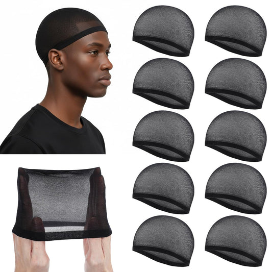 10 Sturmhauben Wellenhauben für Männer, Dehnbare Perückenhaube für Frauen, Leichtes Beanie für schnelle Wellen, Haarnetz für Männer & Frauen, Bequeme Passform, Schwarz