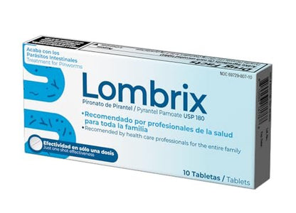 Lombrix Wurmmittel Pyrantelpamoat 180 mg Tabletten, Darmflora-Unterstützung für Erwachsene und die ganze Familie, einmalige Anwendung, nicht verschreibungspflichtig, 10 Tabletten