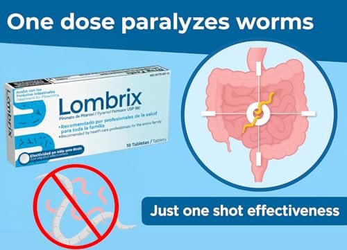 Lombrix Wurmmittel Pyrantelpamoat 180 mg Tabletten, Darmflora-Unterstützung für Erwachsene und die ganze Familie, einmalige Anwendung, nicht verschreibungspflichtig, 10 Tabletten